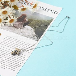 天然の混合宝石のペンダントネックレス  304ステンレススチールアズキチェーン付き  キノコ  17.72インチ（45cm）&nbsp;NJEW-JN03624