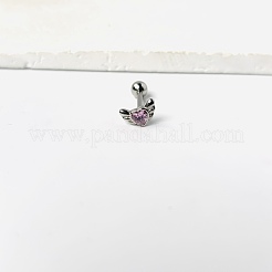 Angel Wing Heart 316L Surgical Stainless Steel Pave Cubic Zirconia Tongue Rings&nbsp;FS-WG901EE-04