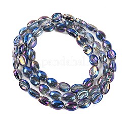 電気メッキガラスビーズセット  虹メッキ  コー​​ヒー豆  スチールブルー  10.5~11x8x5mm  穴：1mm  約60個/連  25.20''（64センチメートル）&nbsp;EGLA-B005-01A-FR02