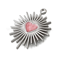 304ステンレスペンダント  エナメル  ハートチャーム  ステンレス鋼色  ミックスカラー  23x18x2mm  穴：1.6mm&nbsp;STAS-N108-96P