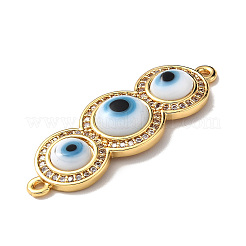 Handmade Lampwork Evil Eye Connector Charms&nbsp;ZIRC-L102-10G-02