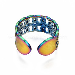 中空オープンカフリング  女性用レインボーカラー 304 ステンレススチール オープンリング  usサイズ7 1/4(17.5mm)&nbsp;RJEW-N038-026