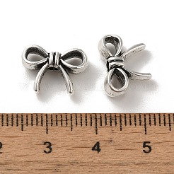 チベット風合金ビーズ  カドミウムフリー＆鉛フリー  蝶結び  アンティークシルバー  10x14x4.5mm  穴：2mm  約1000個/1000g&nbsp;PALLOY-P302-07E-AS