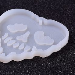 ハロウィーンのテーマDIYペンダントシリコンモールド  ピアス作りに  レジン型  UVレジン用  エポキシ樹脂ジュエリー作り  スカル  ホワイト  91x54x4mm  穴：2mm  内径：47x45mm&nbsp;DIY-H154-04B