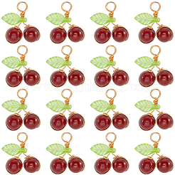 32Pcs Natural Carnelian Round Copper Wire Wrapped Pendants&nbsp;G-BBC0001-63