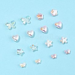 16個 8スタイル UVメッキプラスチック模造パールビーズ  虹色の  混合図形  混合図形  7~15.5x10~17x3~7mm  穴：1~2mm  2個/スタイル&nbsp;KY-FS0001-47