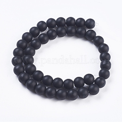 合成ブラックストーンビーズ連売り  艶消し  ラウンド  10~11mm  穴：1mm  約37~40個/連  14.9~15.1インチ（38~38.5cm）&nbsp;G-R345-10mm-38-1