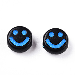 不透明なクラフトアクリルビーズ  笑顔とフラットラウンド  ミックスカラー  7x4mm  穴：1.6mm  約3830個/500g&nbsp;MACR-T009-14