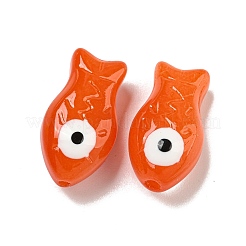 手作りの透明ガラスビーズ  手描きのビーズ  エナメル  魚  レッドオレンジ  21.5x11x8.5~10mm  穴：1.2~1.4mm&nbsp;X-GLAA-N0028-03F