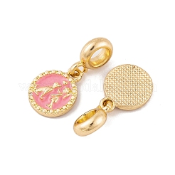 Rack Plating Alloy Pink Enamel European Dangle Charms&nbsp;FIND-C055-15G