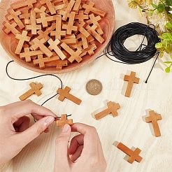 ネックレス作り  木製ペンダントとワックスドポリエステルコード  チョコレート  42x24.5x4mm  穴：2mm  50個/セット  1mm  約10m /ロール  1roll /セット&nbsp;DIY-NB0002-17