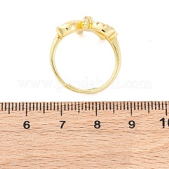 女性用真鍮マイクロパヴェクリアキュービックジルコニア指輪  蝶結び  ラックめっき  カドミウムフリー＆鉛フリー  持続的なメッキ  18KGP本金メッキ  内径：17.5mm&nbsp;RJEW-U047-06G