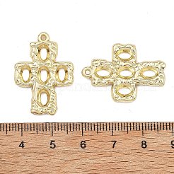 合金ペンダント  槌目模様の十字架チャーム  切り取る  ゴールドカラー  28x20x2.5mm  穴：1.2mm&nbsp;AL-E003-04G-A