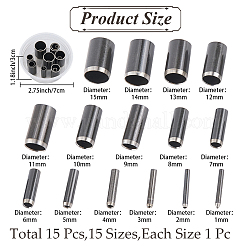 ステンレススチール製レザーベルトエンドパンチカッター18個  ステンレス鋼色  29~48x15.5~38.5x24mm&nbsp;TOOL-CL0001-05