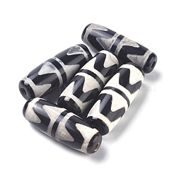 チベット風ダブルタイガージービーズ  天然な瑪瑙  染め＆加熱  ライス  29.5~31x10~12mm  穴：1.5~2.8mm&nbsp;TDZI-D008-10