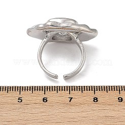 真鍮パヴェキュービックジルコニアの調節可能なオープンカフリング（女性用）  カドミウムフリー＆鉛フリー  馬の目  プラチナ  17x29.5mm&nbsp;RJEW-R032-01P