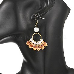 Glass Braided Beads Dangle Earrings&nbsp;EJEW-MZ00747-02