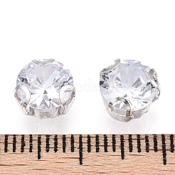 縫い付けラインストーン  真鍮製爪付き台座付き  フラットラウンド  ニッケルフリー  プラチナ  7x5mm  穴：1.2~1.4mm  約720個/セット&nbsp;KK-T070-03P-D