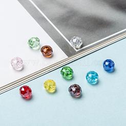 電気メッキガラスビーズ  パール光沢メッキ  多面カット  ロンデル  ミックスカラー  6x5mm  穴：1mm  10色  50個/カラー  500個/箱&nbsp;EGLA-JP0002-01C-6mm