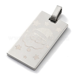 クリスマス 304 ステンレス ペンダント  サンタクロースのチャームが付いた長方形  ステンレス鋼色  33x17x2mm  穴：6x4mm&nbsp;STAS-Z098-37P