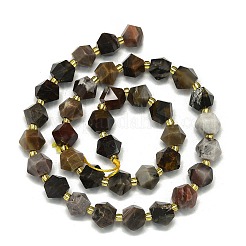天然石ペトリファイドウッドビーズ連売り  多面カット  八角形  9~10.5x9~10.5x7.5~8.5mm  穴：1mm  約36~40個/連  15.35~15.55インチ（39~39.5cm）&nbsp;LS-G-I376-A30-01