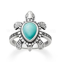 Retro Alloy and Synthetic Turquoise Finger Rings&nbsp;FS-WG1C352-04