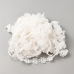 ポリエステルレースリボン  花  洋服アクセサリー用  ホワイト  1インチ（24mm）&nbsp;OCOR-WH0111-138E