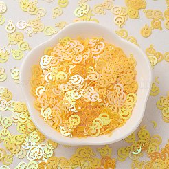 オーナメントアクセサリープラスチック製スパンコール/スパンコールビーズ  笑顔  きいろ  8x6x0.1mm  穴：0.8mm&nbsp;X-PVC-E001-13-RC02