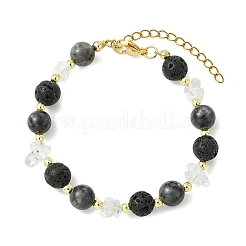 Natural Lava Rock & Larvikite & Quartz Crystal Beaded Bracelets for Women&nbsp;BJEW-JB13900
