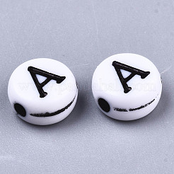 クラフトアクリルビーズ  混合ロシア語アルファベットとフラットラウンド  ブラック  7x4mm  穴：1.5mm  約3650個/500g&nbsp;MACR-N008-26A-B
