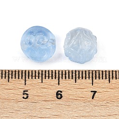 透明ガラスビーズ  花柄ラウンド  空色  11x10mm  穴：1mm&nbsp;GLAA-B027-01C