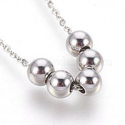 変色しにくい304ステンレススチールペンダントネックレスとダングルイヤリングジュエリーセット  カニカン付き  ラウンド  ステンレス鋼色  16.25インチ（41.3cm）  80mm  ピン：0.7mm&nbsp;SJEW-JS00995