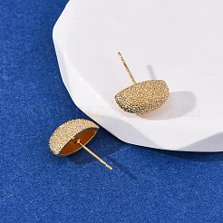 真鍮のテクスチャードスタッドピアス  ニッケルフリー  18KGP本金メッキ  馬の目  14x7mm&nbsp;EJEW-A143-02A-G