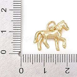 真鍮チャーム  馬  長持ちメッキ  鉛フリー＆カドミウムフリー  ラックめっき  丸カン付き  18KGP本金メッキ  13.5x16.5x4.5mm  穴：3.3mm&nbsp;KK-Z132-12G
