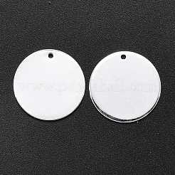 真鍮チャーム  空白タグのスタンプ  フラットラウンド  銀色のメッキ  17x1mm  穴：1mm  30個/箱&nbsp;KK-BC0006-81S