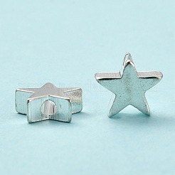 真鍮ビーズ  スター  銀色のメッキ  8x3mm  穴：1.8mm&nbsp;X-PJ-TAC0001-26B-S