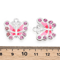 合金エナメルチャーム  ラインストーン付き  蝶のチャーム  パールピンク  21x22x3.7mm  穴：2.5mm&nbsp;FIND-WH0417-27F