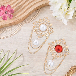 2Pcs 2 Colors Flower ABS Plastic Imitation Pearl Brooches&nbsp;JEWB-CP0001-57