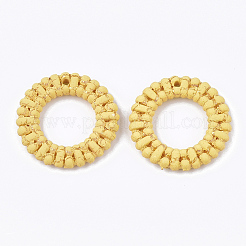樹脂チャーム  模造ラタン編み風  リング  きいろ  24x4mm  穴：1.4mm&nbsp;RESI-S378-07B
