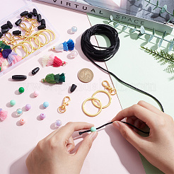IDカードホルダー用ビーズストラップDIYキット  アクリルビーズ入り  ポリコットンタッセルペンダント  合金キー リング & スイベル クラスプ  ナイロン糸  プラスチック離脱クラスプ  ミックスカラー&nbsp;DIY-PH0010-21