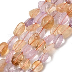 天然のアメジストとシトリンビーズ連売り  タンブルストーン  ナゲット  10~15x7.5~11.5x7.5~12.5mm  穴：1mm  約36個/連  15.67インチ（39.8 cm）&nbsp;X-G-D0002-D77