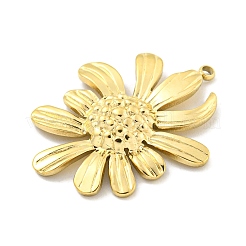 PVD真空メッキ304ステンレスペンダント  花のチャーム  18KGP本金メッキ  30x24.5x3.5mm  穴：1.6mm&nbsp;STAS-L278-92G