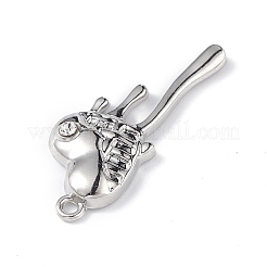 合金ラインストーンペンダント  とろけるハートチャーム  プラチナ  32.5x13x4.5mm  穴：1.6mm&nbsp;ALRI-E007-01P