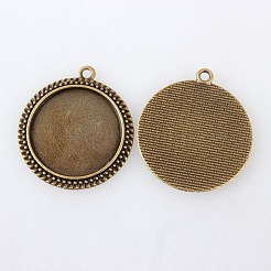 Vintage Tibetan Style Alloy Pendant Cabochon Bezel Settings&nbsp;X-TIBEP-M018-59AB-NF