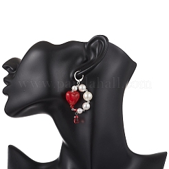 Brass Heart Hoop Earrings&nbsp;EJEW-TA00762