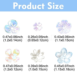 120 個 6 スタイル混合スタイルアクリルビーズキャップ  花  ミックスカラー  6.5~12x2~12mm  穴：1.2~1.8mm  20個/スタイル&nbsp;SACR-YW0001-65
