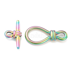 イオンプレーティング（IP）304ステンレススチールマンテル  虹色  バー：26x13.5x4.5mm  穴：4x3mm  クラスプ：34x17x4mm  小内径：5.5x4.5mm  大きな内径：17x11.5mm&nbsp;STAS-B020-09MC