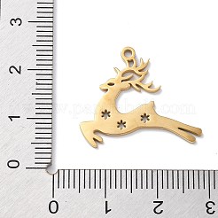 クリスマステーマ 304 ステンレススチールペンダント  レーザー切断  18KGP本金メッキ  鹿  20x24x1mm  穴：1.5mm&nbsp;STAS-R003-04G-06