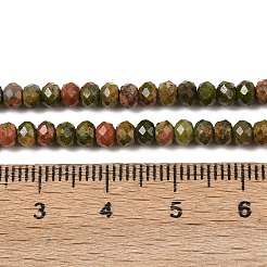 天然石ユナカイトビーズ連売り  多面カット  ロンデル  4~4.5x3~3.5mm  穴：0.7mm  約122~130個/連  14.96''（38cm）〜15.35''（39cm）&nbsp;G-D347-B08