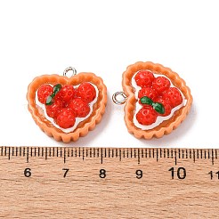 不透明樹脂ペンダント  模造食品  プラチナアイアンループ付き  ラズベリーカスタードパイ  21.5x22x9.5mm  穴：2mm&nbsp;CRES-U007-04B-P
